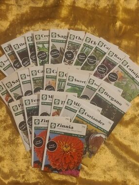 Zinnia & Herb Seed Packet Lot - 1996 Growing Year